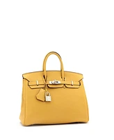 Pre-Owned Hermes Birkin 25 Handbag Yellow Togo with Palladium Hardware