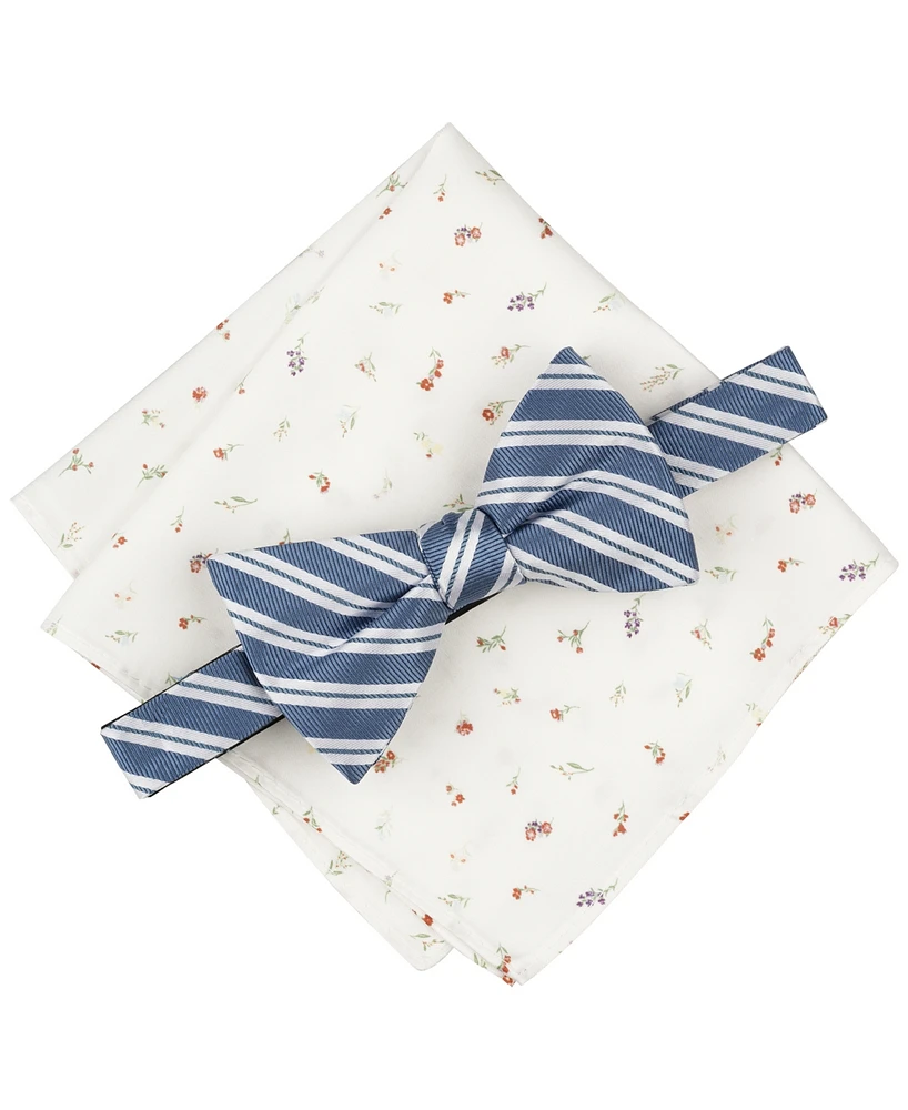 Bar Iii Men's Varsity Stripe Bow Tie & Floral Pocket Square Set, Exclusively at Macy's