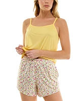 Roudelain Women's Oversized Shirt, Cami & Boxer Short 3-Pc. Pajama Set