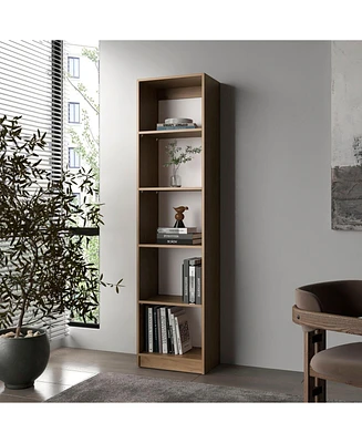 Beaver Balley Bookcase with Open Storage and 5 Shelves, Natural Oak and White
