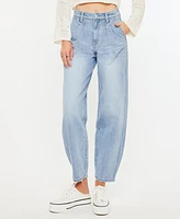 Kancan Women's Ultra High Rise Wide Tapered Fit Pull On Jeans
