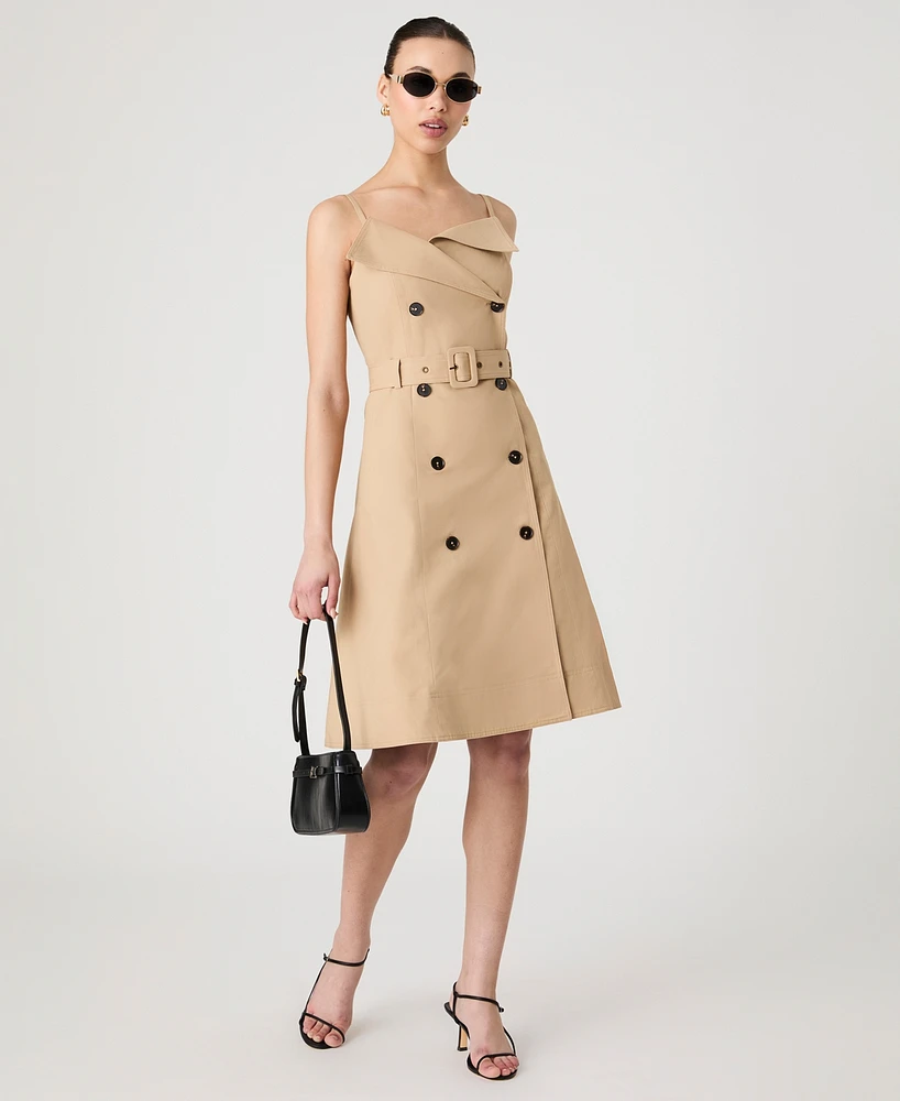 French Connection Women's Light Weight Cotton Belted Trench Fit & Flare Dress