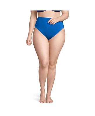 Lands' End Women's Tugless QuickDry High Waisted Leg Bikini Bottoms