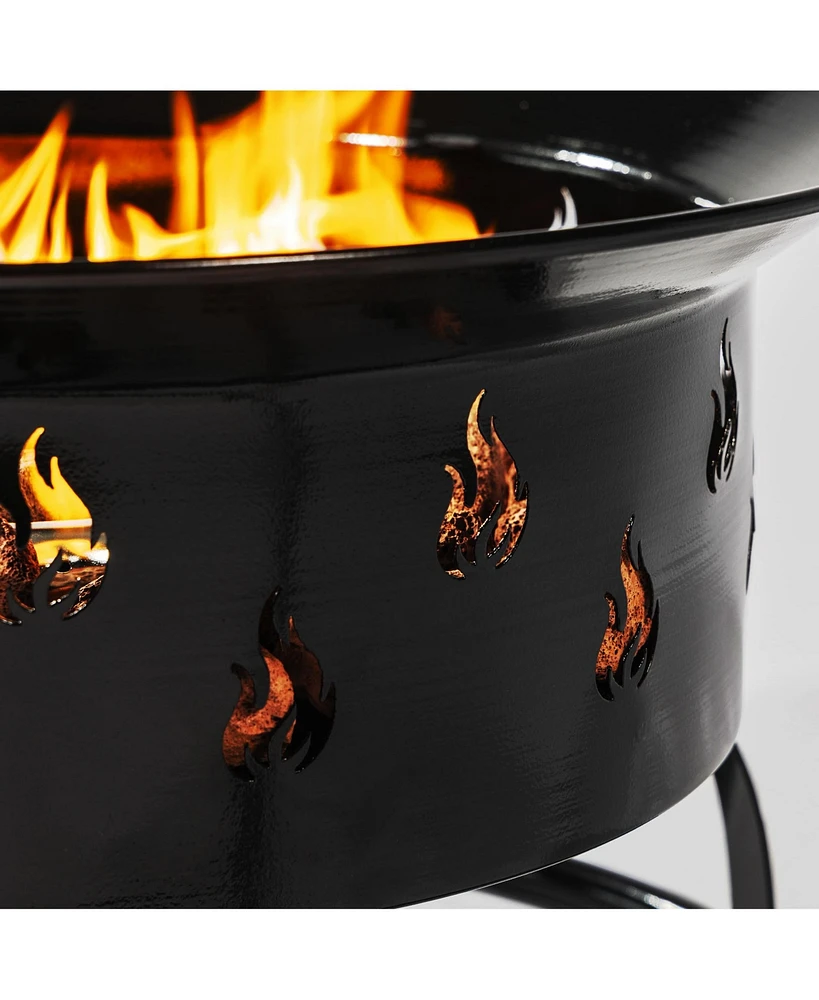 Mini Fire Pit Outdoor Portable Fire Pit Steel Camping Fire Pit with Lava Rocks,Instant Ignition and Adjustment