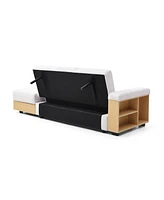 Convertible Sleeper Sofa Bed with Storage & Drop Down Table - Beige