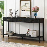 High-Quality Entryway Console Table with Vertical Stripe Drawers, Long Legs,Suitable for Entryway, Hallway, Living Room, Foyer