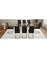 71" Rectangular Glass Table & 8 Black Pu Chairs