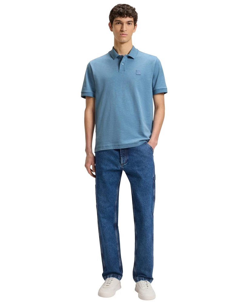 Boss by Hugo Men's Logo Badge Slub Cotton-Linen Polo Shirt