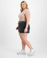 Derek Heart Trendy Plus Striped Rope-Belt Shorts