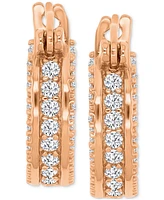 Cubic Zirconia Huggie Hoop Earrings Sterling Silver