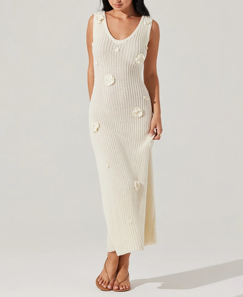 Astr the Label Women's Ainhoa Cotton Crochet-Applique Dress