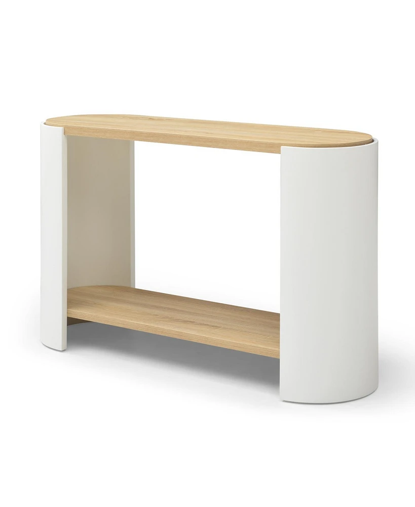 2-Layer Storage Nightstand Table (Natural and White)