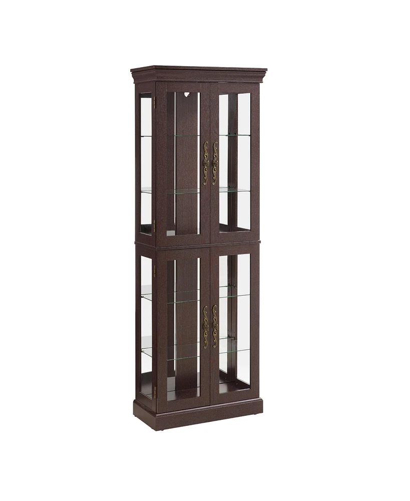 Lighted Glass Curio Display Cabinet, Display Cabinet, Glass Storage Cabinet Glass Wine cabinet Wood Frame Toy Display for Living Room, Kitchen, Pantry
