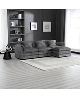 Modern Large boucle Fabric L-Shape Sectional Chenille fabric, movable pedals, detachable armrests, oversized three-seat Sofa