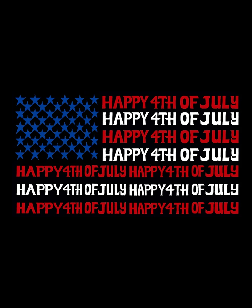 La Pop Art Men's Happy 4th of July Word T-Shirt