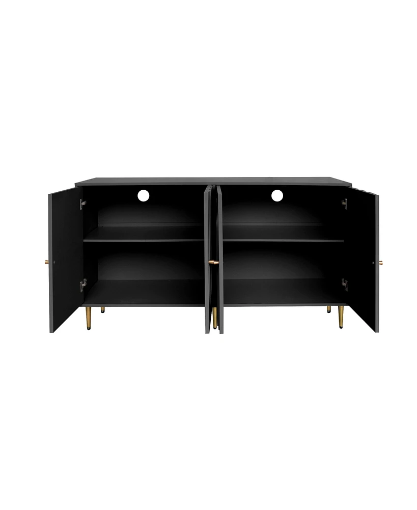 Black Lacquered 4-Door Sideboard Cabinet for Living Room and Beyond