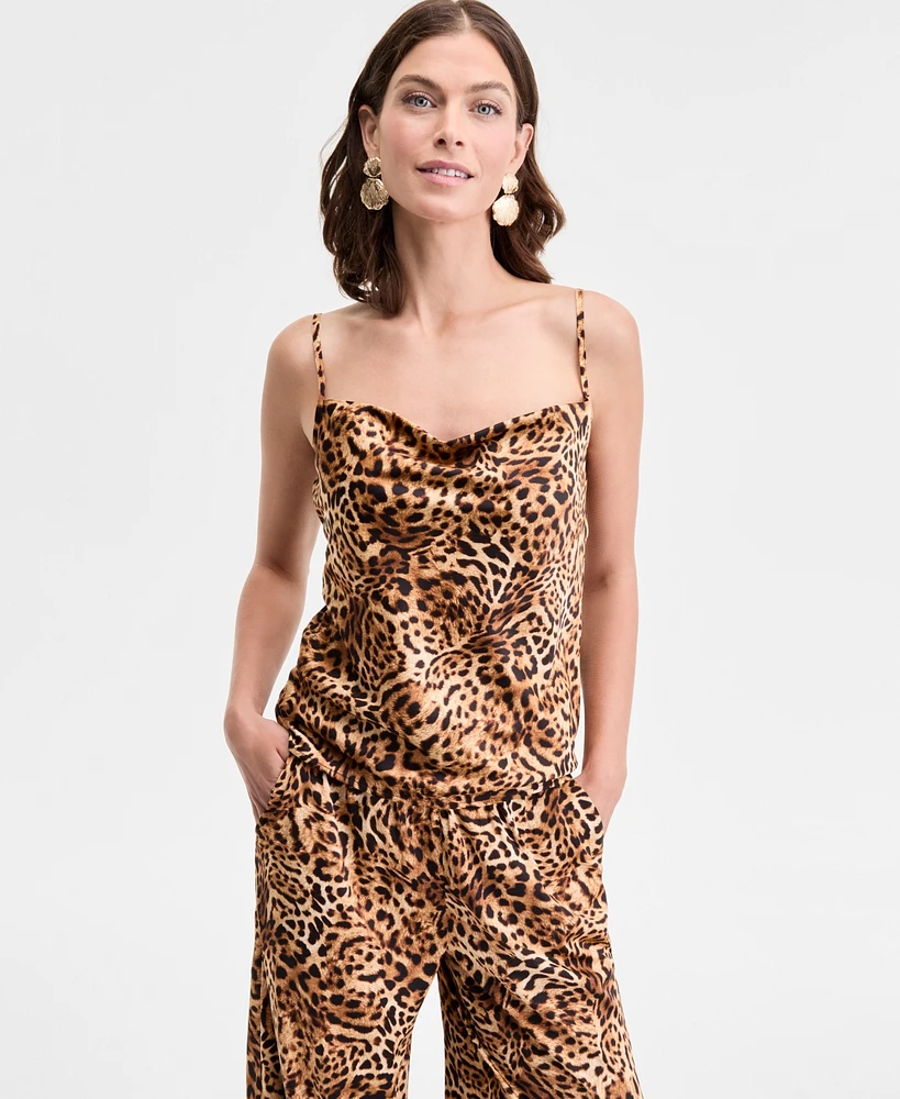 I.n.c. International Concepts Women's Animal-Print Cowlneck Camisole Top, Exclusively at Macy's