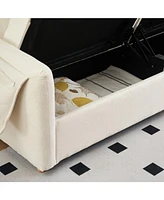 79.50 inches long, Teddy Cotton Linen Sofa Fabric, with metal conical long legs, metal strip matching