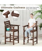 Patio Hdpe Adirondack Bar Chairs Set of 2 with Wide Armrests