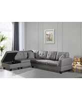 Fabric left Chaise Living Room Sofa Set with Storage Ottoman