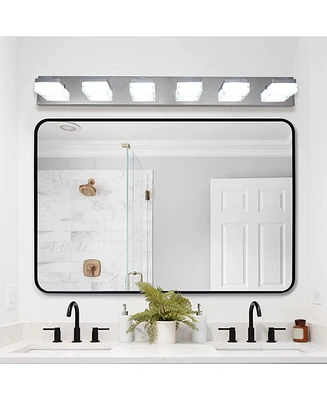 Modern 6-Light Chrome Led Vanity Mirror Light Fixture For Bathrooms And Makeup Tables