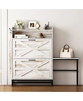 Shoe Cabinet, Entry Home Shoe Cabinet, Entrance Balcony Storage Cabinet, Large Capacity Shoe Rack, White