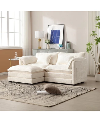 Chenille fabric, removable armrests with side pockets, high density sponge filling