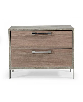 Two Drawer Nightstand with Storage for Bedroom Bedside Table with Drawers