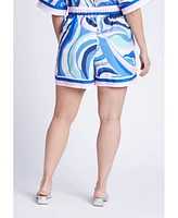 Eloquii Women's Printed Short With Border