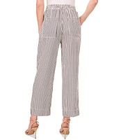 CeCe Women's Elastic-Waist Pull-On Striped Pants