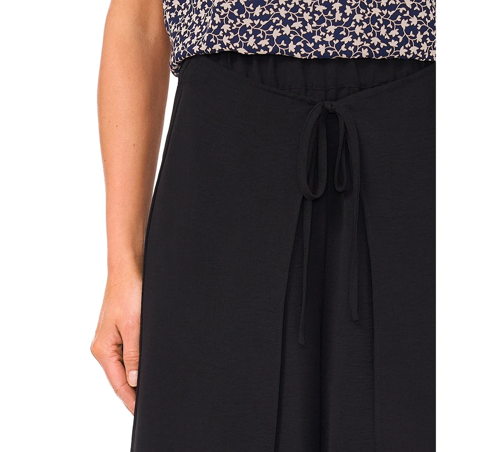 CeCe Women's High-Rise Side-Overlap Self-Tie Pants