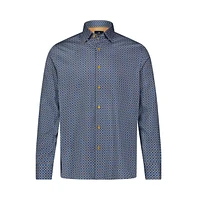 Luchiano Visconti Men's Multi Blue and Diamond Print shirt