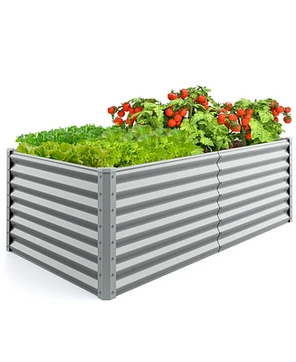 6 x 3 x 2 Feet Metal Rectangular Raised Garden Bed with Open Bottom Design