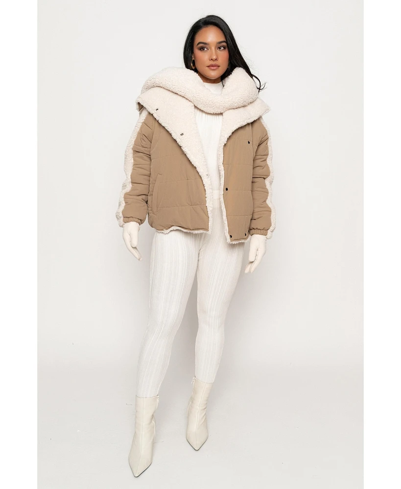 Jluxlabel Women's Contrast Sherpa Jacket