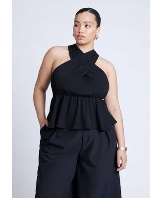 Eloquii Women's Halter Top With Peplum
