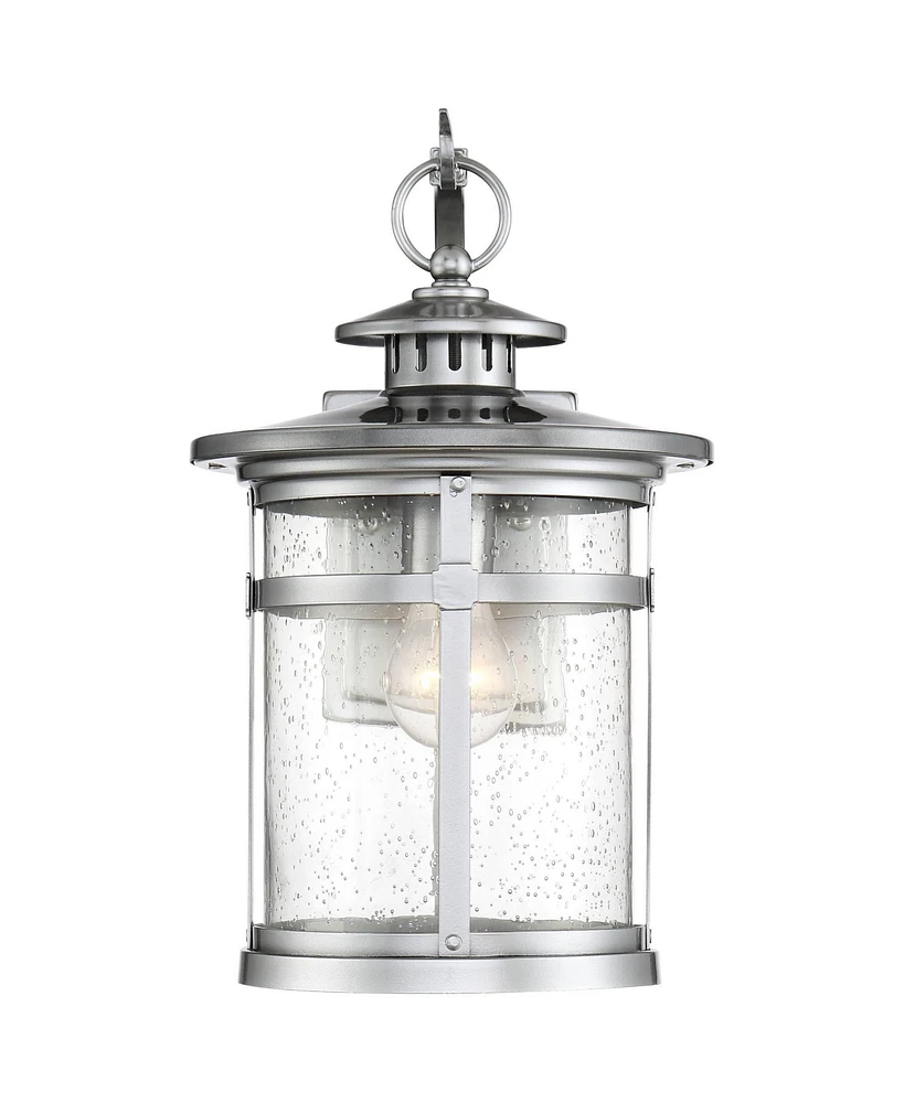 Callaway Modern Industrial Outdoor Wall Light Fixtures Set of 2 Chrome Metal Lantern Frame 11 3/4" Clear Seedy Glass Panels for Post Exterior Bar