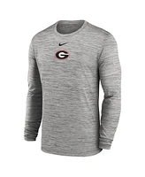 Nike Men's Gray Georgia Bulldogs 2025 Sideline Velocity Performance Long Sleeve T-Shirt