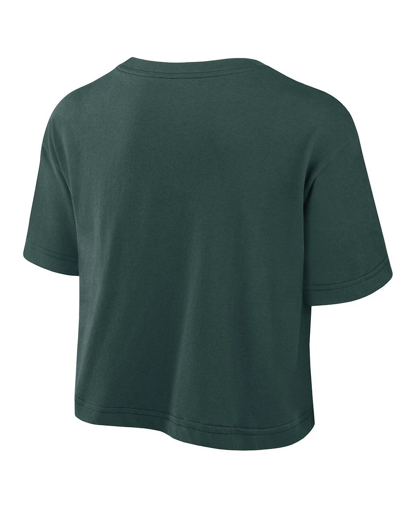 Nike Women's Green Michigan State Spartans Power Pursuit Athletic Prep Arch Performance Cropped T-Shirt