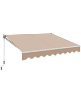 8 x 6.6 Feet Patio Retractable Awning with Manual Crank Handle-Beige