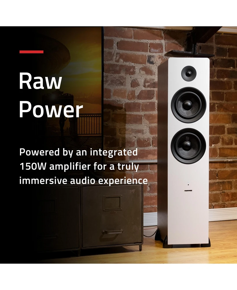 Fluance Ai81 Powered Floorstanding Tower Speakers (Bamboo) and DB10 10" Low Frequency Ported Front Firing Subwoofer (Black Ash) with 15 F