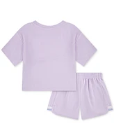 Nike Little Girls Let's Roll Towel Terry T-Shirt & Shorts, 2 Piece Set
