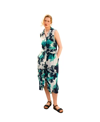 Celtic & Co. Women's S/L Tie Front Midi Shirt Drs