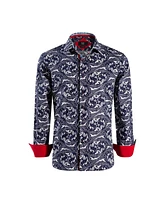 Elie Balleh Big Boys Navy Paisley Pattern Slim Fit Shirt