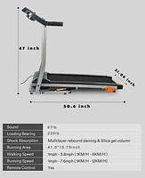 Folding Treadmill 2.5HP 12Km/H, Foldable Home Fitness Equipment With Lcd For Walking