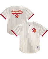 Mitchell & Ness Men's Cream Tampa Bay Buccaneers Final Seconds Vintage Logo Mesh Button-Up Shirt