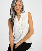 Kasper Petite Ruffled Sleeveless Top