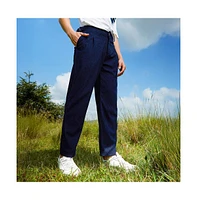 Campus Sutra Men's Navy Blue Tailored Waffle Trousers