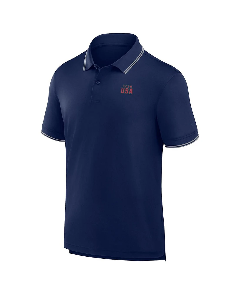 Fanatics Men's Athletic Navy Team Usa Front Office Move Mono Pique Polo Shirt