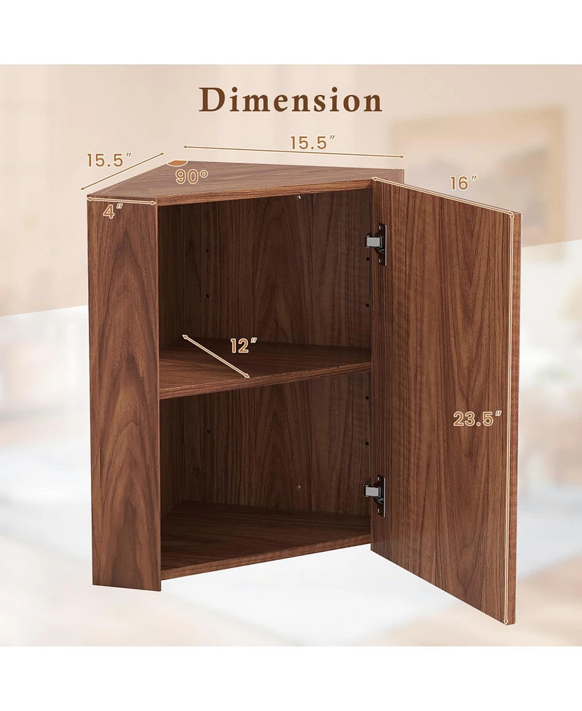 Corner Medicine Cabinet with Mirror with Open Mirror Door and Adjustable Shelf