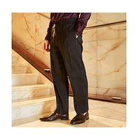 Campus Sutra Men's Onyx Black Unbalanced-Ridge Straight Trousers